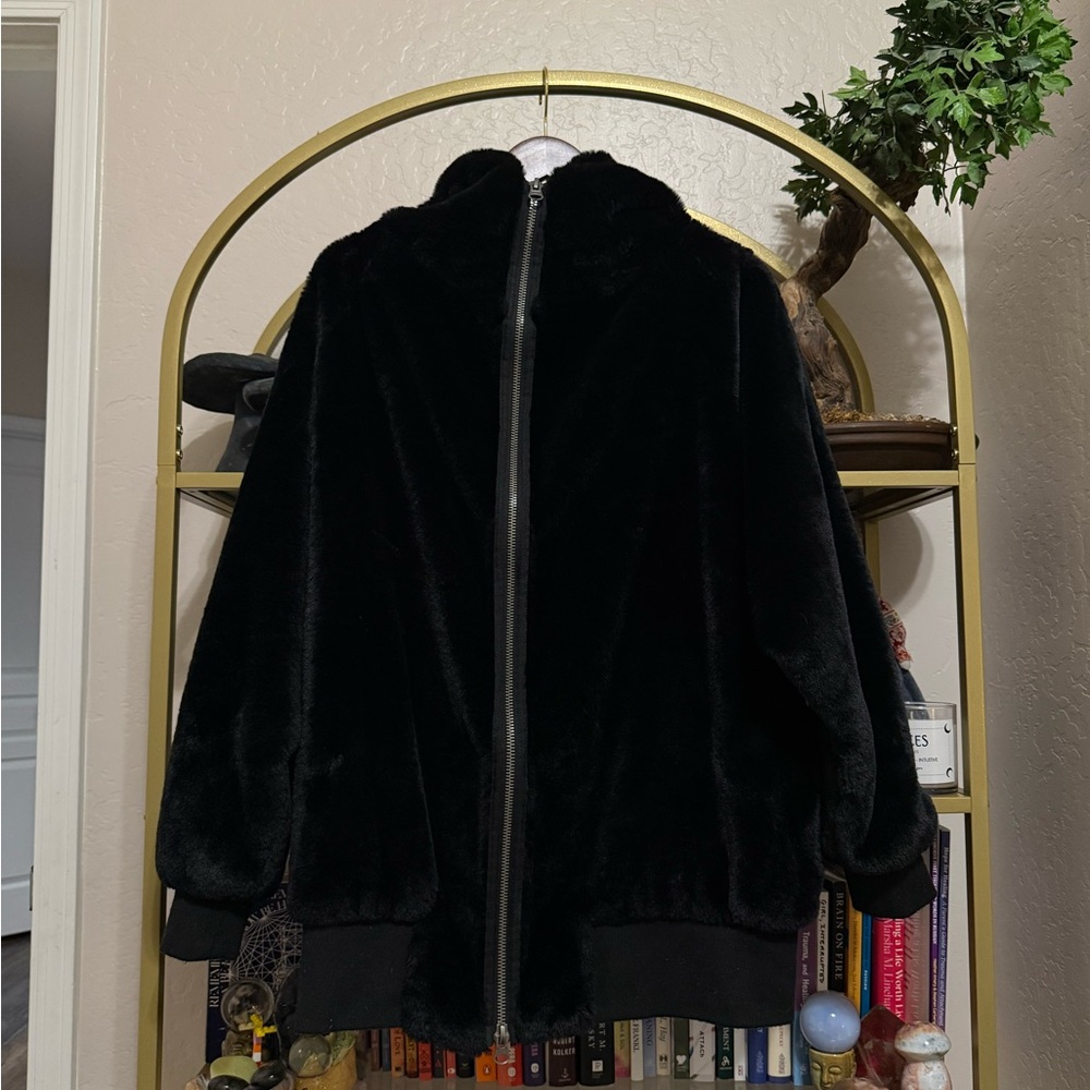 Free People Black Faux Fur Jacket